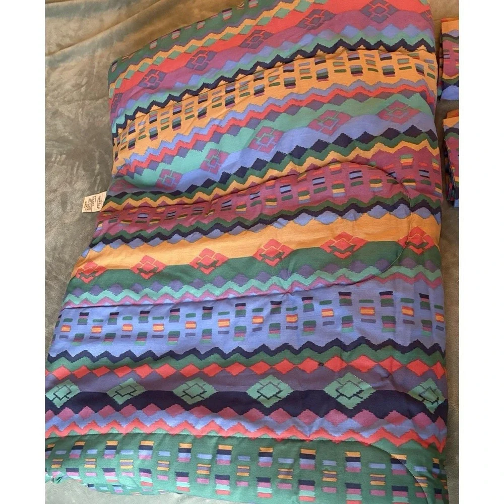 Vintage 90s Y2K Aztec Geometric Comforter Colorful Southwestern Thomaston FULL